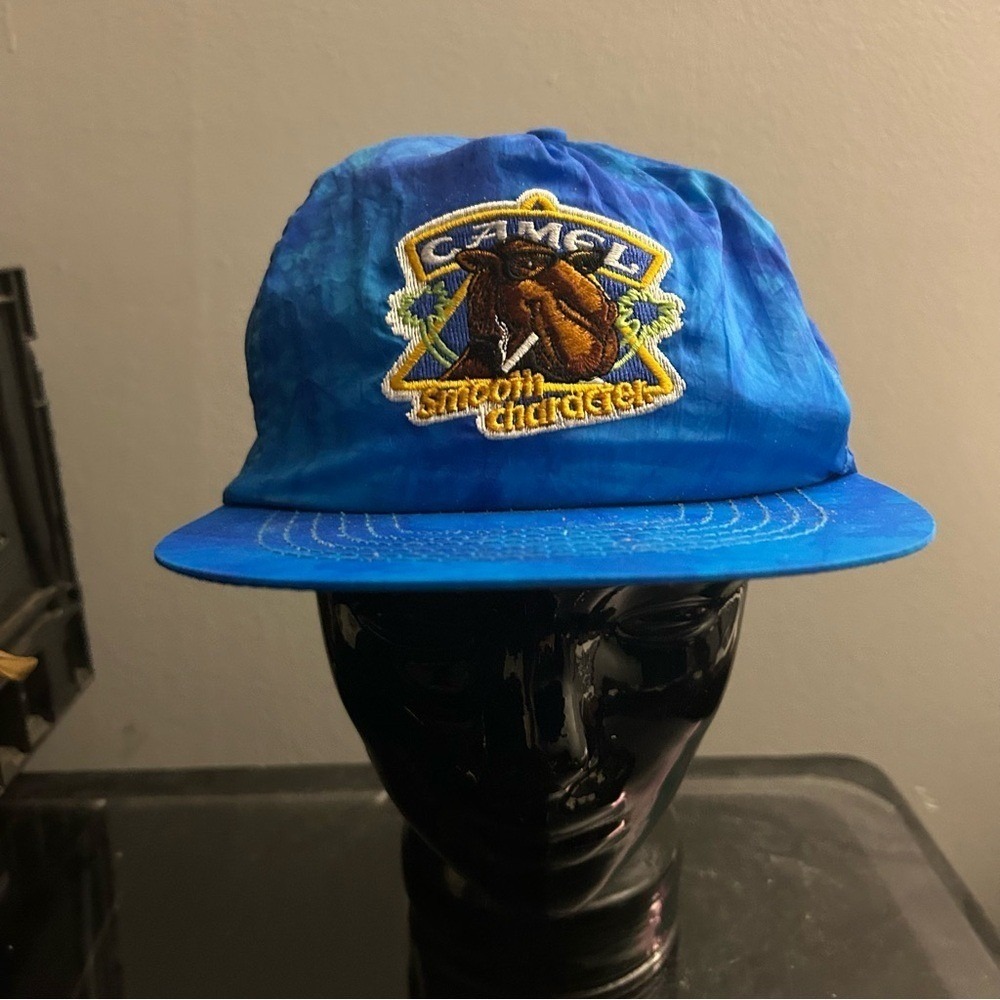 Vintage Joe Camel Hat Mens OSFA Blue Smooth Character 90s Snapback Cig Promo